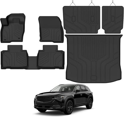 Tongama-Floor Mats for Ford Edge 2015-2024 2025 2026, All Weather TPE Trunk Mat and 2nd Row Backrest Mats Protectors for Ford Edge Floor Liner Accessories