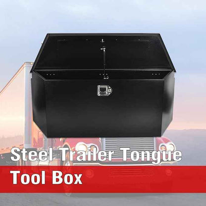 Black Steel Trailer Tongue Truck Box w/Lock for Trucks Trailers RV ATV Pickup Trucks Flatbeds - 49 x 15 x 18.5 Inch