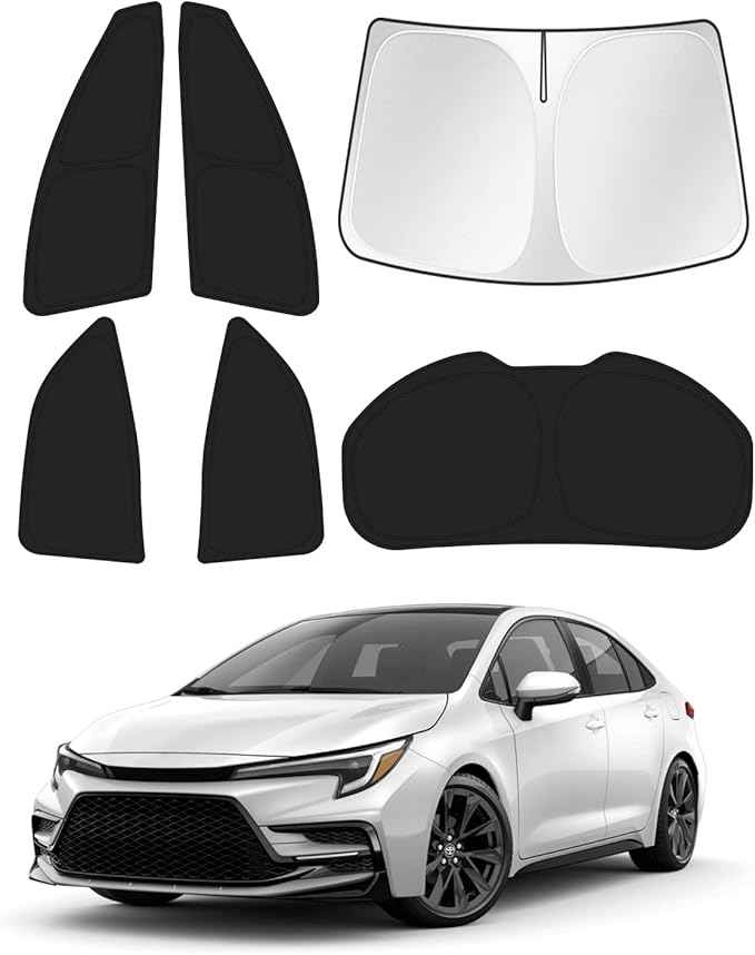Window Shades for 2020-2025 2026 Toyota Corolla Hatchback Accessories Windshield Sun Shade Side Rear Window Covers Sunshade Sun Shield Privacy Protection for Camping Black 6PCS(NOT for Sedan)