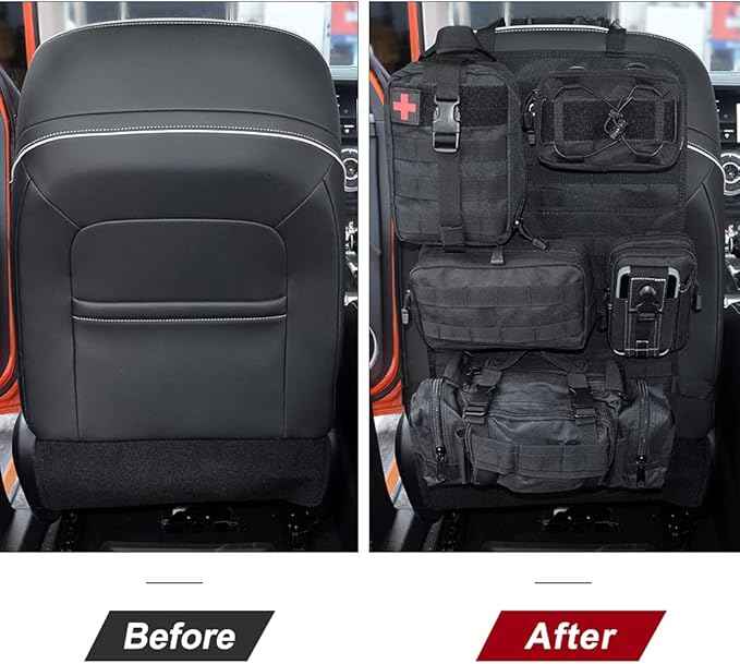 Universal Tactical Vehicle Back Seat Organizer with 5 Molle Pouch Molle Pouches Truck Seat Organizer Tactical Gear for Car Truck Ford Jeep Vehicle
