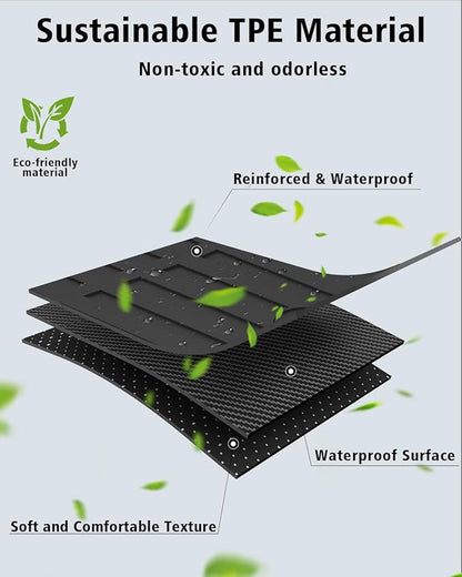 Floor Mats Custom for Toyota RAV4 Hybrid 2026 (Not for Cargo Area with Subwoofer) (Not for Phev) Trunk Mat with Backrest Mat All Weather TPE Full Set Cargo Liners for RAV-4 2026 Accessories, Black
