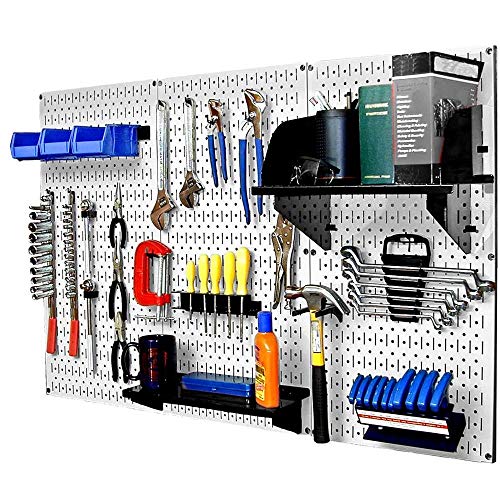 30-WRK-400WB Standard Workbench Metal Pegboard Tool Organizer,White/Black