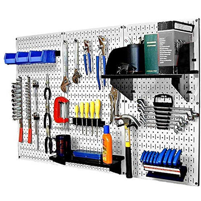 30-WRK-400WB Standard Workbench Metal Pegboard Tool Organizer,White/Black