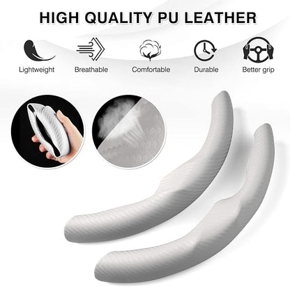 Steering Wheel Cover for Telsa Model 3/Y 2016-2025 2026 Highland/Juniper Accessories Carbon Fiber Steering Wheel Cover Protector Non-Slip, Comfortable, Breathable, Model 3/Y Accessories, White