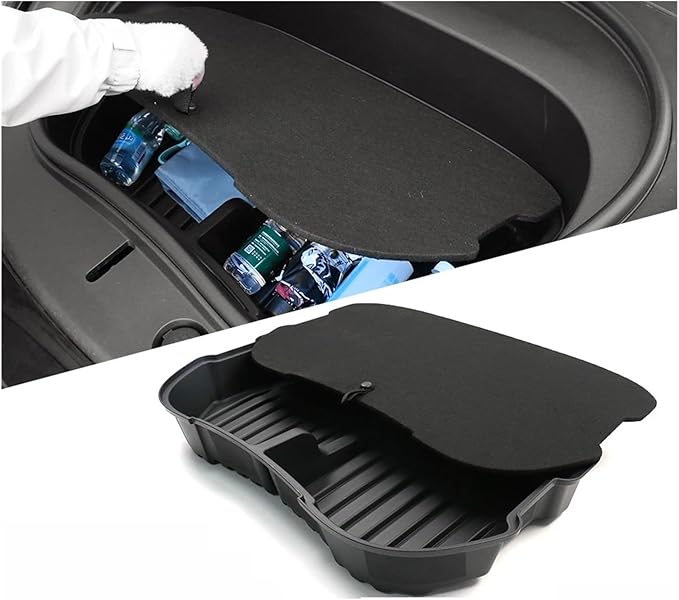 Car Front Trunk Storage Box Frunk Organizer Cargo Protective Tray Compatible For Tesla Model 3 2024 Storage Container(With Cover)