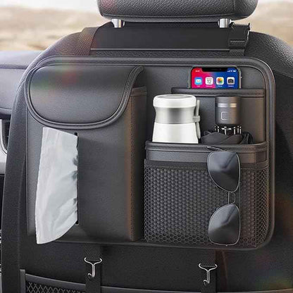 Tumecos Car Seat Back Storage Bag,Backseat Organizer with Tissue Box, Large Capacity Rear Seat Storage Pocket, Universal for Most Vehicles