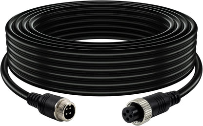 50FT Car 4-Pin Aviation Video Extension Cable，15m Car Video Extension Cable for CCTV Rearview Camera Truck Trailer Camper Bus Motorhome Vehicle Backup Monitor Waterproof Shockproof System
