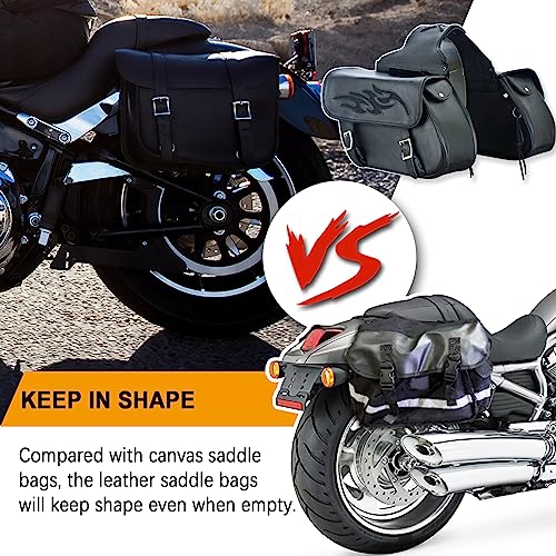 Naked Cowhide Leather Motorcycle Saddle Bags Throw Over Saddlebags (2 Count)