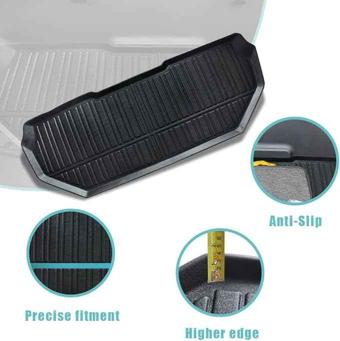 BestEvMod Compatible with Rivian R1T R1S All-Weather Front Trunk Mat TPE Material Rubber Cargo Liner Rivian R1T R1S 2022 2023 2024 Accessories (Upper + Lower Layer)
