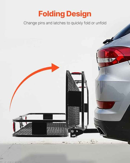 VEVOR 60"x20"x6", Hitch Cargo Carrier, 500 lbs Capacity Hitch Cargo Carrier with Cargo Net & Waterproof Cargo Bag, Folding Hitch Mount Cargo Carrier with Hitch Lock for 2" Receiver, Fit for SUVs