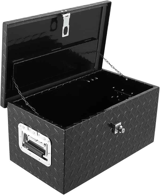 Trailer Tongue Box, Heavy Duty Storage With Lock and Keys, Utility Truck Tool Box Storage Organizer, Tool Chest for Pickup Truck Bed, RV, 20"x10"x12" (20"x10"x12"- Black -LT)
