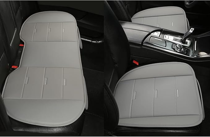 West Llama Bottom Seat Covers, Include 1 Pair Front Seat Protector and 1 Rear Seat Cover, Universal PU Leather Seat Covers for 90% Cars (Gray)