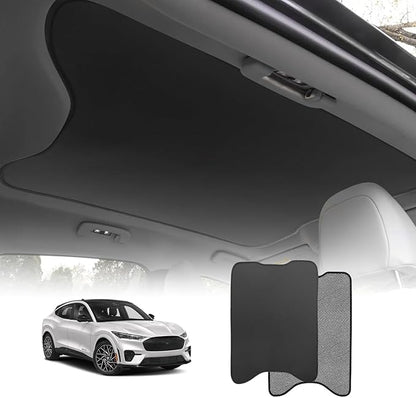 BestEvMod Foldable Roof Sunshade Compatible with Mustang Mach-E 2021-2025 Accessories Upgraded Heat Reflective Tech Accessories,Sunroof Reflective Cover Blocks Glare Blocks UV Ray (Black)