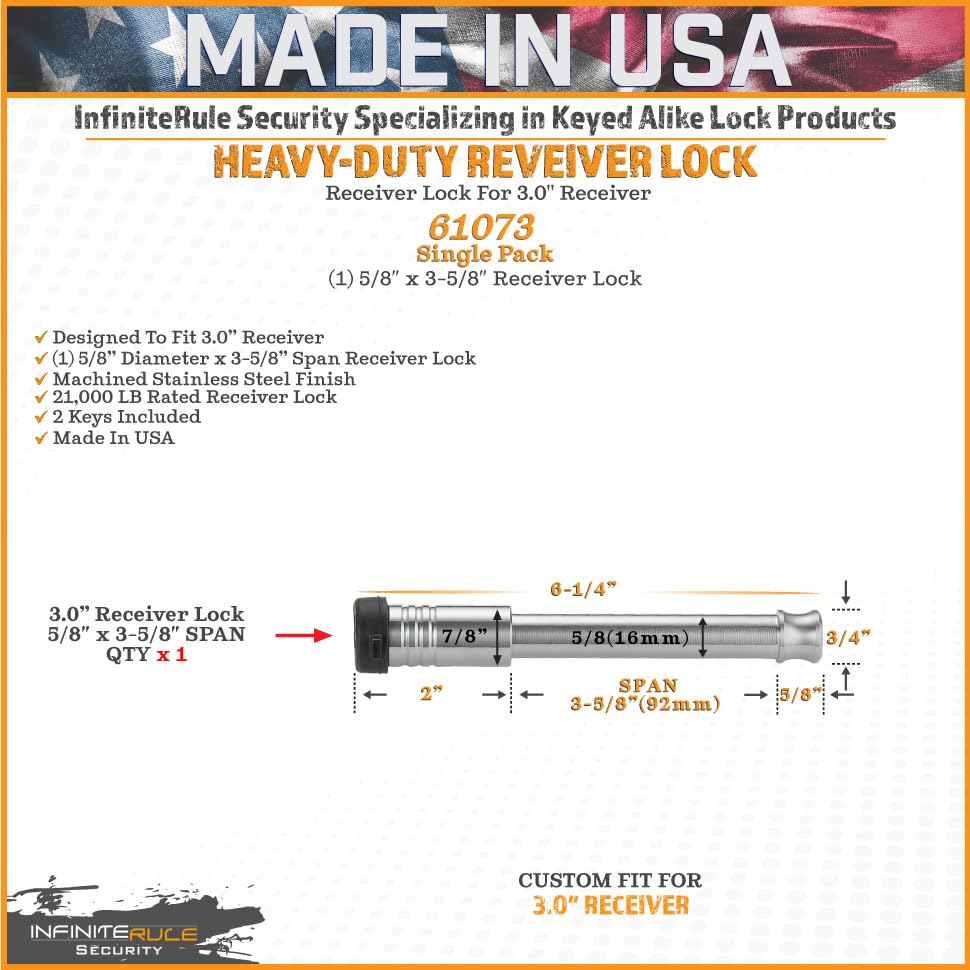 61073 Receiver Lock for 3" Receiver
