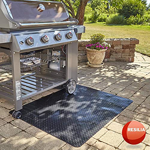 Garage Mat Prevents Stains Decorative Embossed Diamond Plate Pattern Black (12 Sq Ft)