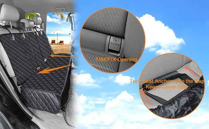 Dog Car Seat Cover for Back Seat Cover for Kids Car Seat Protector for Dogs Nonslip Water Proof Universal Fit Dog Car Seat Cover for ISOFIX Truck SUV(Large,Black)