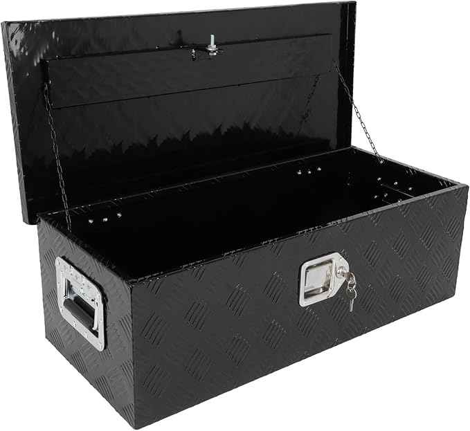 SCITOO 30 Inch Aluminum Heavy Duty Truck Bed Tool Box,Diamond Plate Crossover Storage for Most Full Size Pickups,Lockable Weatherproof Chest,Fits 30" Truck Beds,Easy Access to Load and Unload