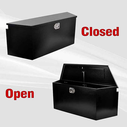 Black Steel Trailer Tongue Truck Box w/Lock for Trucks Trailers RV ATV Pickup Trucks Flatbeds - 49 x 15 x 18.5 Inch