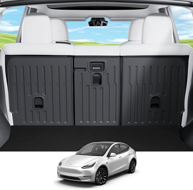 2nd Row Seatback Protector Compatible with Tesla Model Y 2020-2024 5 Seat Back Seat Cover All Weather Cargo Liner Model Y Accessories | Custom Fit Trunk Protection (3PCS Backrest Protector)