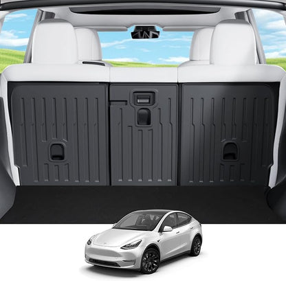 2nd Row Seatback Protector Compatible with Tesla Model Y 2020-2024 5 Seat Back Seat Cover All Weather Cargo Liner Model Y Accessories | Custom Fit Trunk Protection (3PCS Backrest Protector)