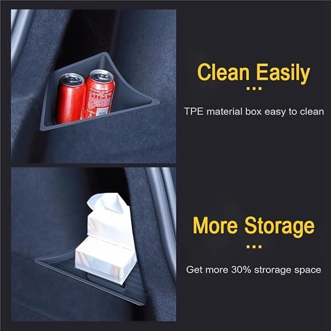 GGCLIMAX Trunk Side Storage Box Compatible with Tesla Model 3 Highland 2024-2025 Odorless TPE Organizer with Felt/TPE Lid Wet Item Storage Extra Space Solution(Only box)