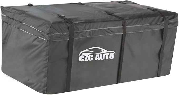 CZC AUTO Hitch Cargo Carrier Bag, 20 cu. ft Waterproof/Rainproof/Weatherproof Cargo Traveling Bag for Car Truck SUV Vans' Hitch Trays and Hitch Baskets, Safe Steady Durable Soft, Black