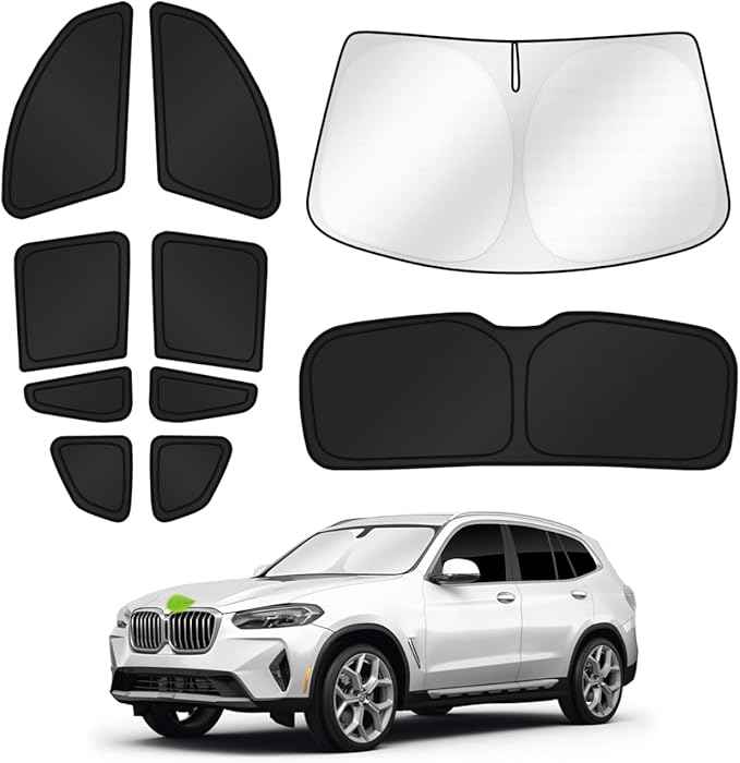 Sunshades for 2018-2024 BMW X3 Accessories Windshield Sun Shade Side Rear Window Shade Cover Sun Visor Shield Privacy Protection for Camping Keep Vehicle Cool Black 10PCS