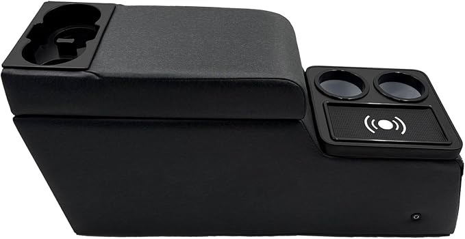 Truck Center Console Truck Seat/Bench Organizer with Wireless Charging and Holder Cups for Jeep CJ5 1976-1983,Jeep CJ7 1976-1986,Jeep Wrangler(YJ) 1987-1995 (Denim Black)