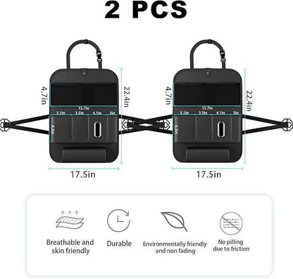 Car Seat Organizers,Multi-functional Back Seat Protectors, Storage Pouches, Child kicking prevention and Tray Holders (for Cars, Kids, Seat Back and Rear Seats) (Black, 2 Pcs)