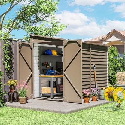 4.6' x 9' Steel Outdoor Storage Shed Waterproof Lean