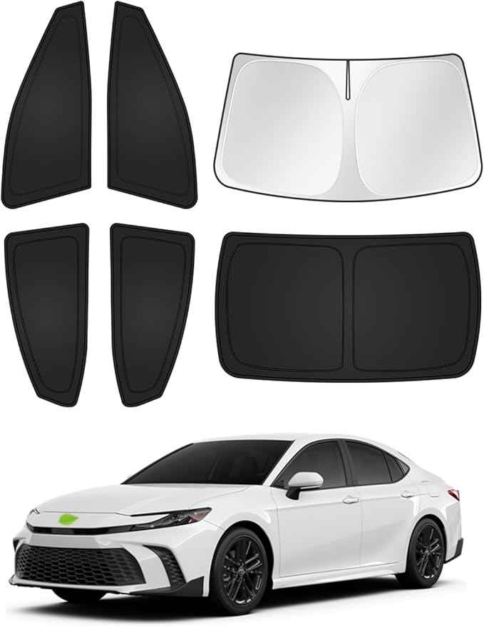 Sunshades for 2025 2026 Toyota Camry Accessories Windshield Sun Shade Side Rear Window Shade Cover Sun Visor Shield Privacy Protection Keep Vehicle Cool Black 6PCS
