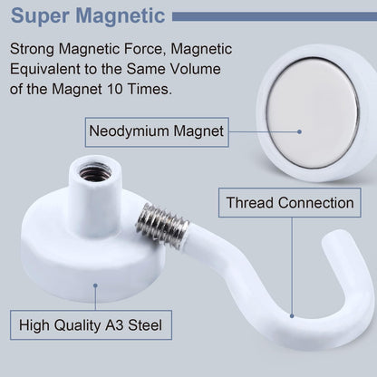 DIYMAG Magnetic Hooks, 30Lbs Strong Heavy Duty Cruise Magnet S-Hook for Classroom, Fridge, Hanging, Cabins, Grill, Kitchen, Garage, Workplace and Office Etc, (20 Pack-White)