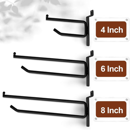 Polmart Heavy Duty Black Slatwall Panel Double-Bar Hooks - 50 Pack (4-inch)