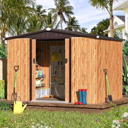 6x8 FT Galvanized Steel Outdoor Storage Shed