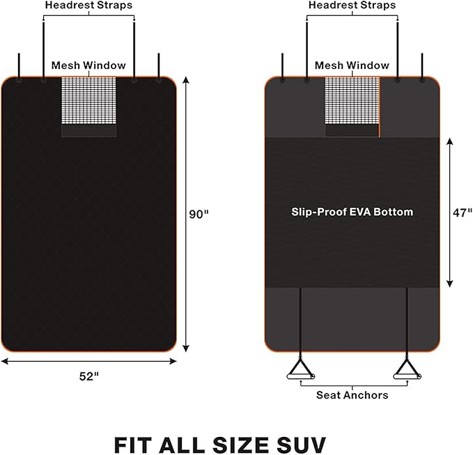 iBuddy SUV Cargo Liner for Dogs, Waterproof Dog Cargo Cover with Bumper Flap Protection Durable Toyota Rav4 Trunk Mat for Pets Keep Your Vehicle Trunk Clean Universal Fit SUV Car Seat Cover