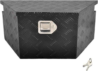 26 Inch Aluminum Trailer Tongue Tool Box 5 Bar Tread Wide Utility ToolBox for Pick Up Truck RV Storage Organizer Tool Box with Lock and Keys - 26"X13.3"X12" Black