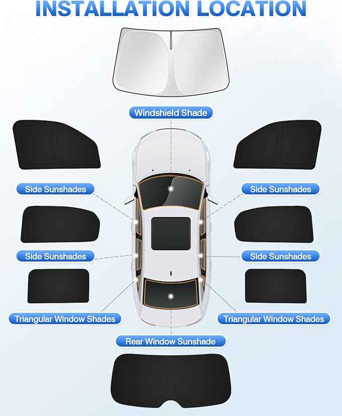 Windshield Sun Shade for 2022-2025 2026 Jeep Grand Wagoneer (Not for Jeep Wagoneer) Accessories Sunshade Side Rear Window Shade Cover Sun Visor Privacy Protection Keep Vehicle Cool Black 8PCS