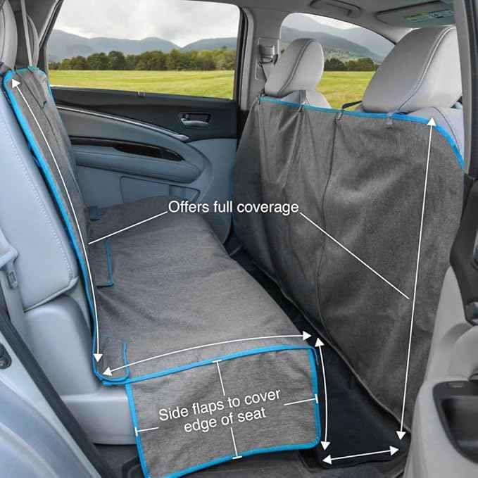Kurgo Coast to Coast Hammock - Waterproof Backseat Dog Hammock for Full Coverage - Car Seat Protector with Rufftex Floor Guard - Durable Travel Gear - Stain Resistant - Heather Charcoal Grey
