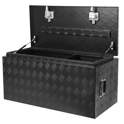 36 Inch Heavy Duty Aluminum Tool Box - Waterproof Square Truck Storage Organizer Chest for Pickup Truck Bed, RV Trailer - T-Handle Lock and Keys Included