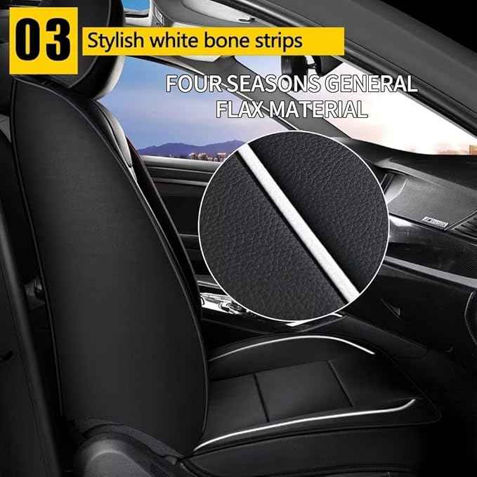 YORKNEIC Front Seat Covers Fit for Jeep Liberty 2002-2012: Faux Leather Car Seat Cover Protector Cushion (2 Front Set, Black)