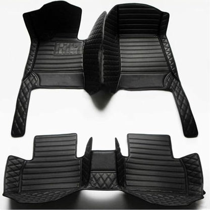 MAEVEN Customized Leather car Floor mats Suitable for 99% of car Models All-Weather Protection Waterproof Anti Slip Men's Women's car Liners (Black Stripe 3)
