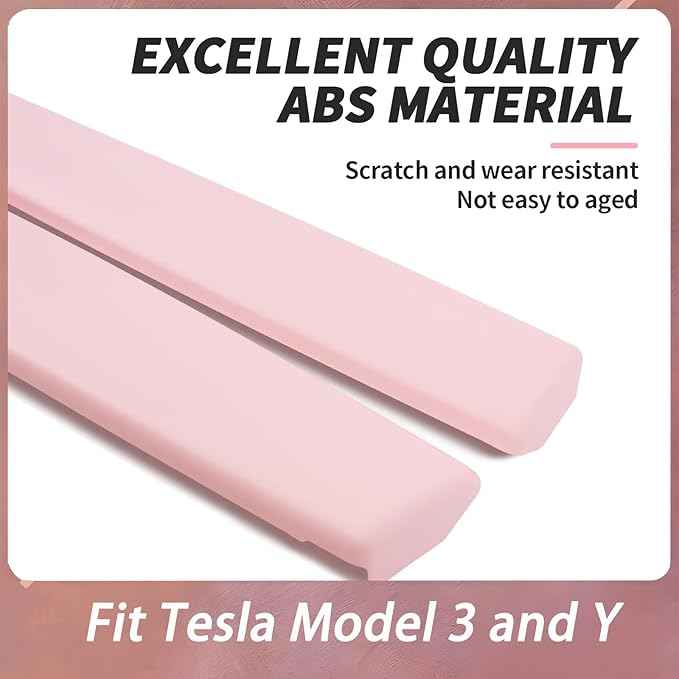 Dashboard Cover Wrap and Front Door Inner Armrest Panel Cover Trim Compatible with Tesla Model 3(2021-2023) and Model Y(2019-2024)(Light Pink)