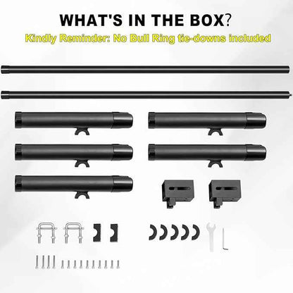 Inshore Rod Holder for Truck Bed, Fixed Truck Bed Fishing Rod Rack, Adjustable Rod Holder for Truck & SUV, Gifts Ideas for Men (All Aluminum Body-D Rings, 5 Rod Holder)