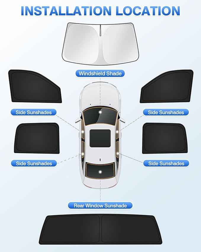 Sunshades for Dodge Ram 2500 3500 2010-2025 2026 Accessories Windshield Sun Shade Side Rear Window Shade Cover Sun Visor Shield Privacy Protection Keep Vehicle Cool Black 6PCS