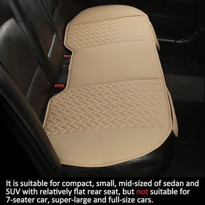 West Llama Full Set Car Seat Covers for Front and Rear Bottom Seats Only, Luxury PU Leather Car Seat Pads Protectors Waterproof and Wear-Resistant,Beige