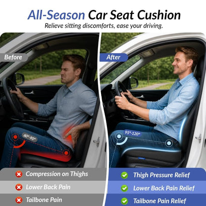Wedge Car Seat Cushion for Tailbone Pain Relief & Better Visibility