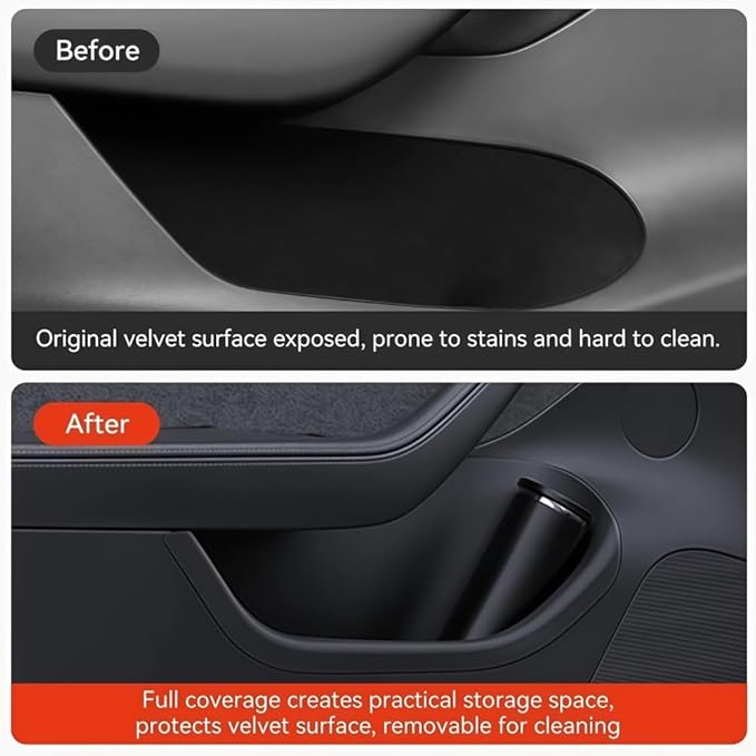 GGCLIMAX Car Organizers And Storage Compatible with Tesla Model 3 Y Highland Juniper TPE Car Door Side Storage Box Front And Rear Door Organizer Tray Accessories(Compatible with Highland 4pcs)