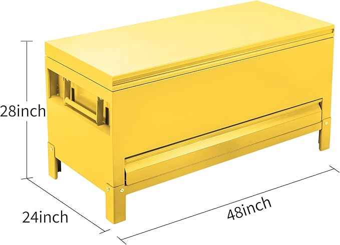GAOMON Large Tool Box Truck Bed Toolboxes Aluminum Heavy Duty Waterproof Free Assemble Tool Organizer Chest Cabinet Toolbox with Side Handles for Pick Up Trucks RV Trailer (Yellow, 48x20x24 Inch)
