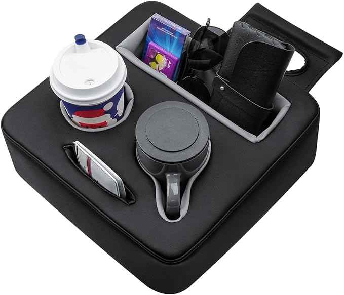 Autorder Back Seat Cup Holder for Car, Couch Cup Holder, Car Truck Boat RV Organizer, Holds Coffee Cups, Books, Phones, Remote Controls - PU Leather Black