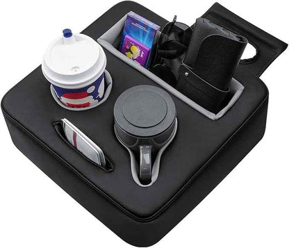 Autorder Back Seat Cup Holder for Car, Couch Cup Holder, Car Truck Boat RV Organizer, Holds Coffee Cups, Books, Phones, Remote Controls - PU Leather Black